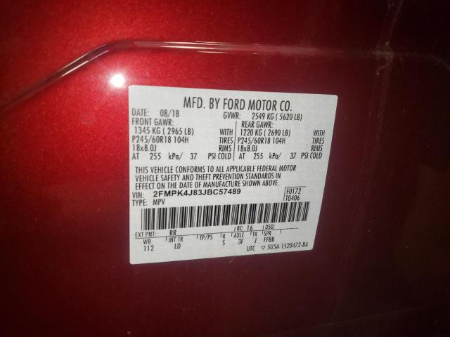 Photo 10 from auction – 2018 FORD EDGE SEL with VIN 2FMPK4J83JBC57489