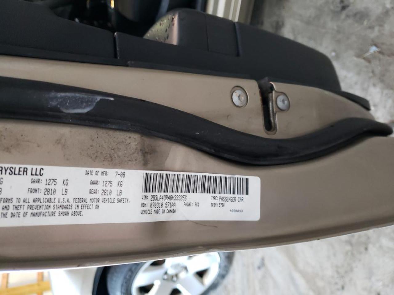 Zdjęcie 10 z aukcji – 2008 DODGE CHARGER z VIN 2B3LA43R48H333256