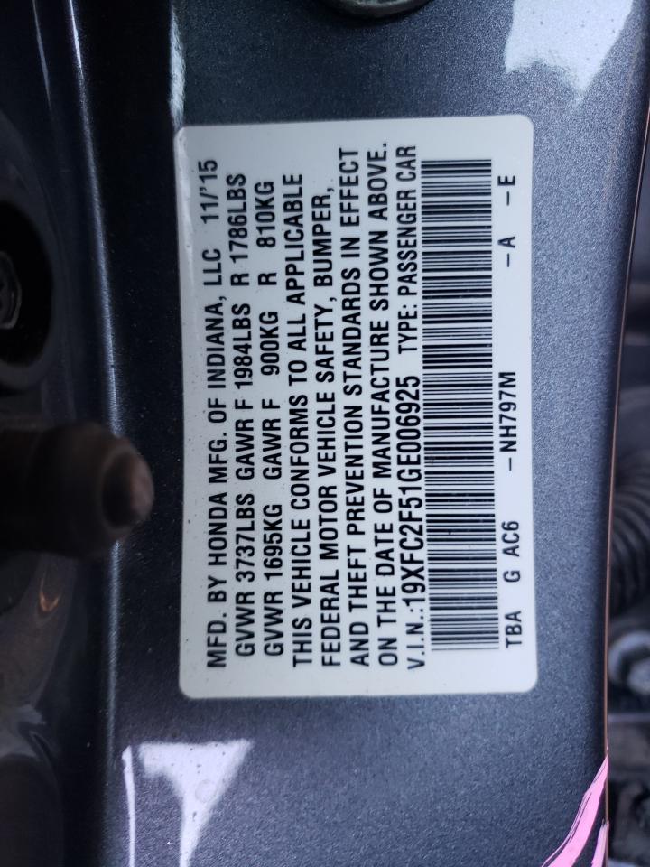 Photo 10 from auction – 2016 HONDA CIVIC LX with VIN 19XFC2F51GE006925