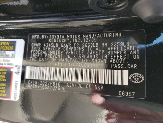 Photo 10 from auction – 2010 TOYOTA CAMRY BASE with VIN 4T1BF3EK7AU093091