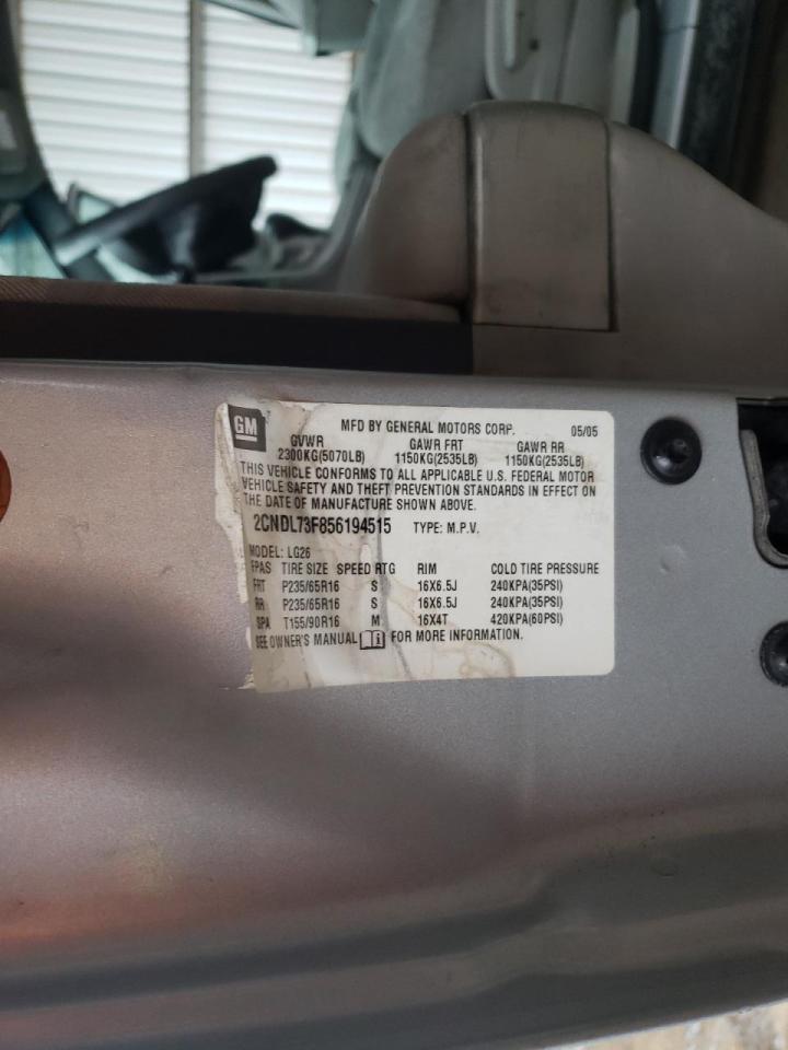Photo 10 from auction – 2005 CHEVROLET EQUINOX LT with VIN 2CNDL73F856194515