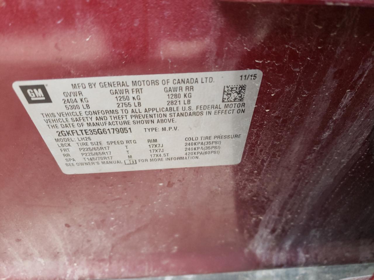 Foto 10 de la subasta – 2016 GMC TERRAIN SL con VIN 2GKFLTE35G6179051