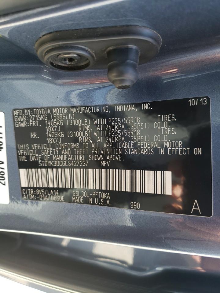 Photo 10 from auction – 2014 TOYOTA SIENNA XLE with VIN 5TDYK3DC6ES427237