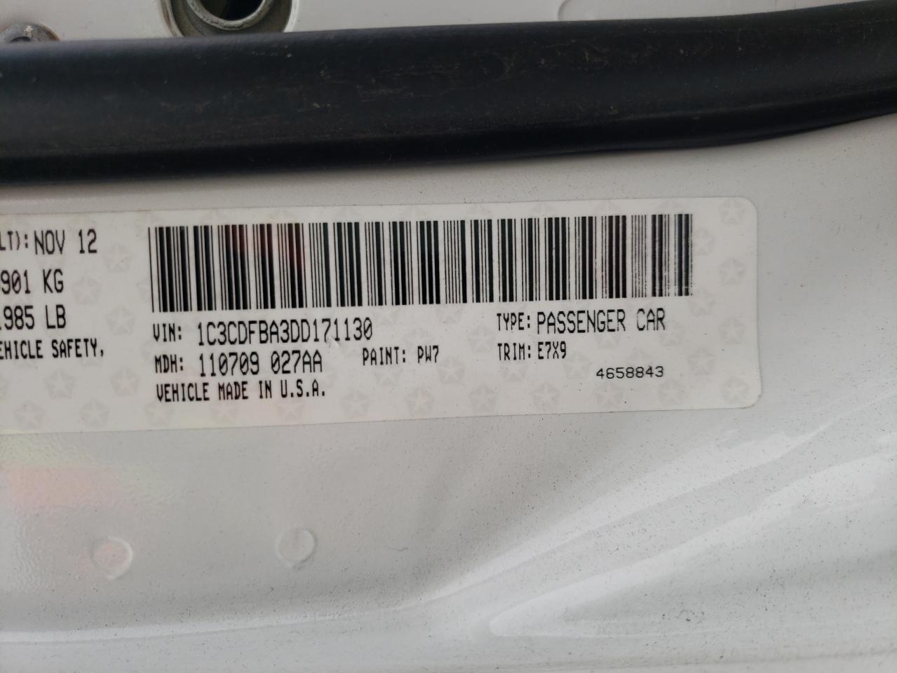 Photo 10 from auction – 2013 DODGE DART SXT with VIN 1C3CDFBA3DD171130