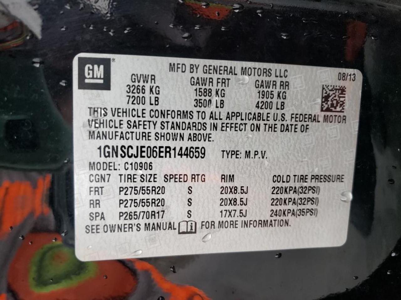 Photo 10 from auction – 2014 CHEVROLET SUBURBAN C with VIN 1GNSCJE06ER144659