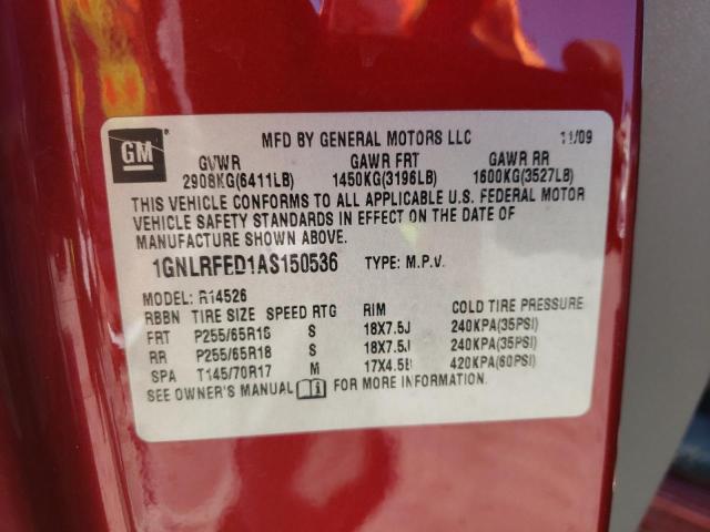 Photo 10 from auction – 2010 CHEVROLET TRAVERSE L with VIN 1GNLRFED1AS150536