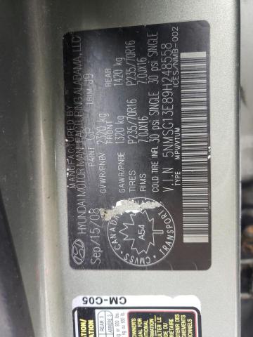 Photo 10 from auction – 2009 HYUNDAI SANTA FE G with VIN 5NMSG13E89H248558