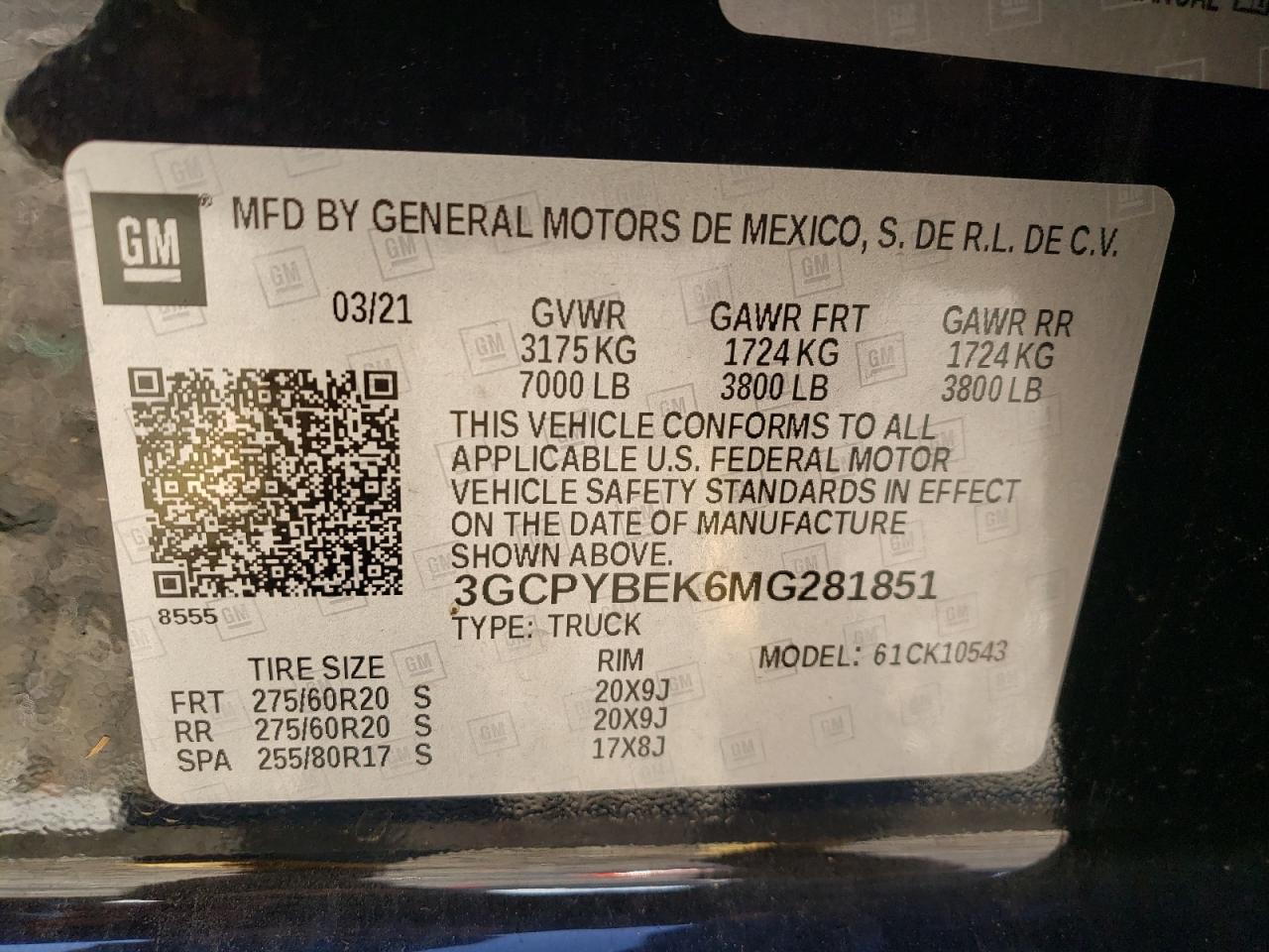 Photo 10 from auction – 2021 CHEVROLET SILVERADO with VIN 3GCPYBEK6MG281851