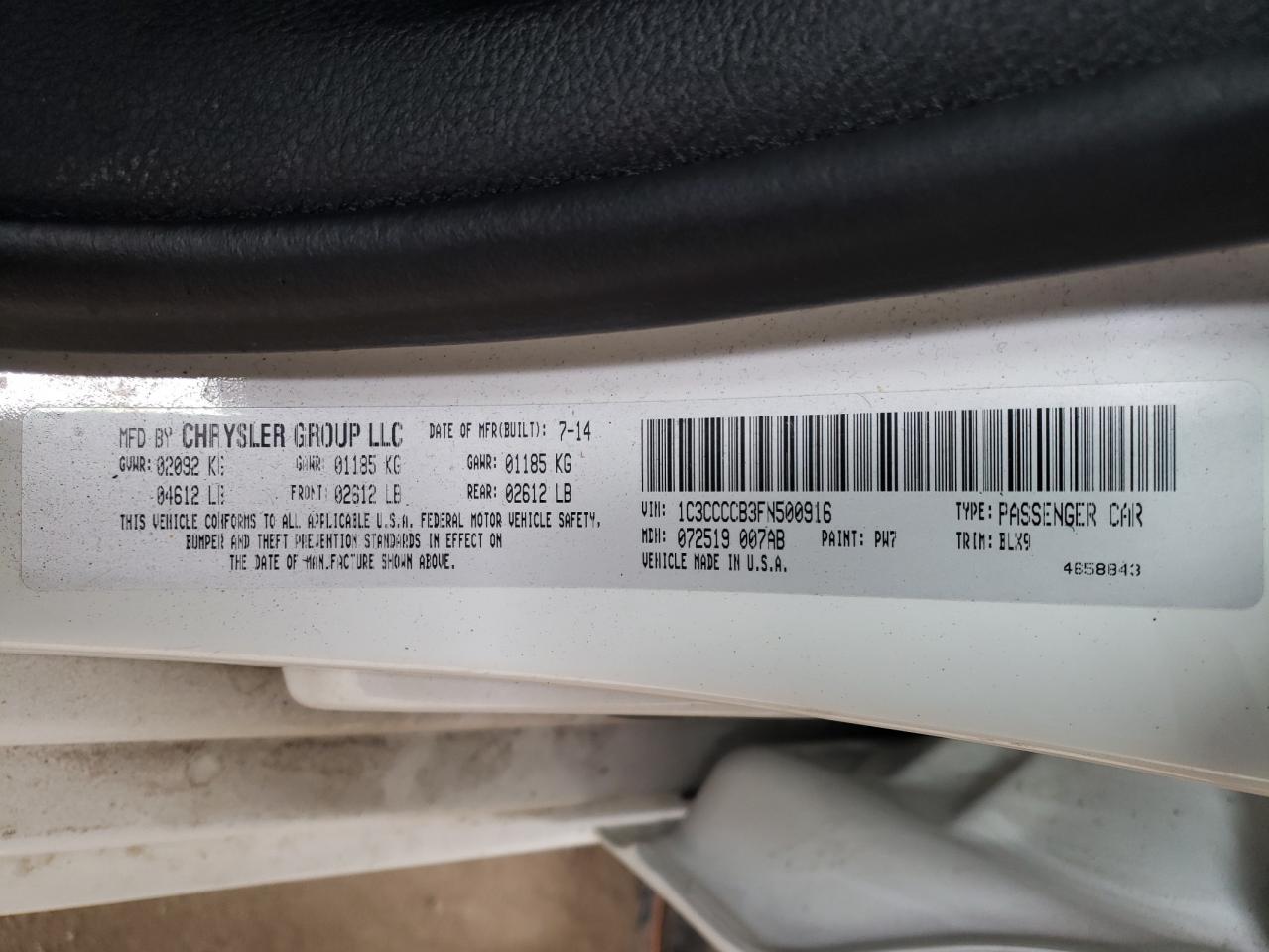 Photo 10 from auction – 2015 CHRYSLER 200 C with VIN 1C3CCCCB3FN500916