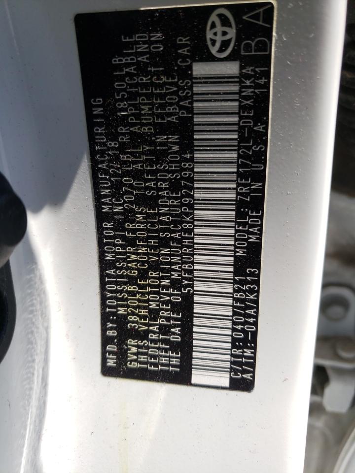 Photo 10 from auction – 2019 TOYOTA COROLLA L with VIN 5YFBURHE8KP927984