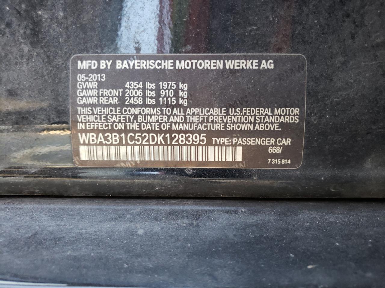 Photo 10 from auction – 2013 BMW 320 I with VIN WBA3B1C52DK128395
