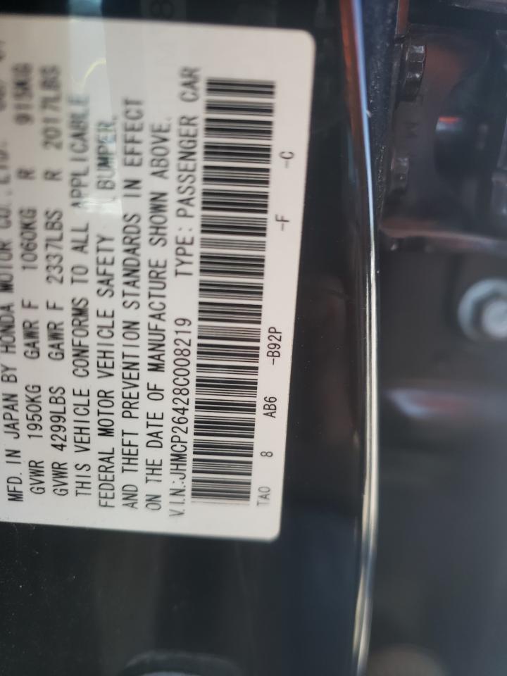 Photo 10 from auction – 2008 HONDA ACCORD LXP with VIN JHMCP26428C008219