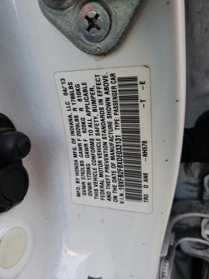 Photo 10 from auction – 2013 HONDA CIVIC EX with VIN 19XFB2F8XDE033131