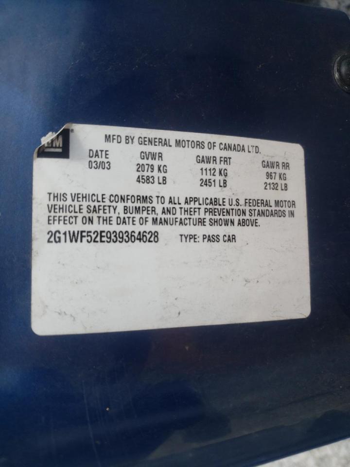 Photo 10 from auction – 2003 CHEVROLET IMPALA with VIN 2G1WF52E939364628