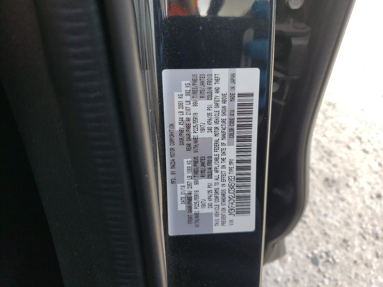 Photo 10 from auction – 2018 MAZDA CX-5 TOURI with VIN JM3KFACM2J0345163