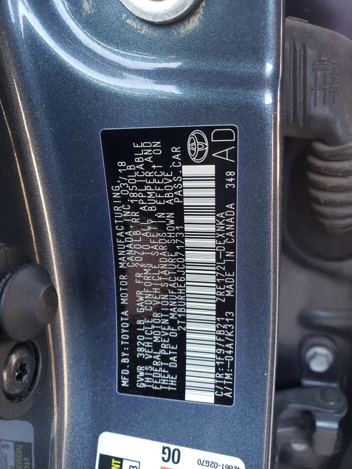 Photo 10 from auction – 2018 TOYOTA COROLLA L with VIN 2T1BURHE6JC071731