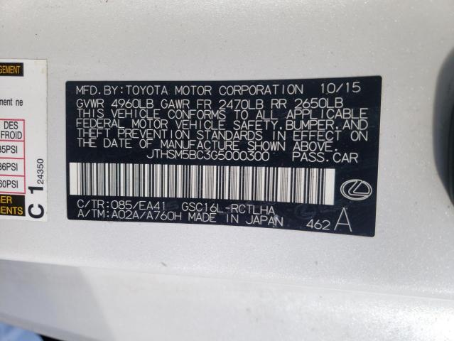 Photo 10 from auction – 2016 LEXUS RC 300 with VIN JTHSM5BC3G5000300