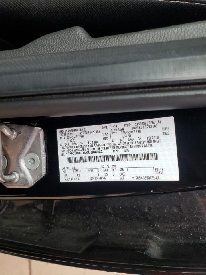 Photo 10 from auction – 2019 FORD ESCAPE SE with VIN 1FMCU9GD6KUB80963