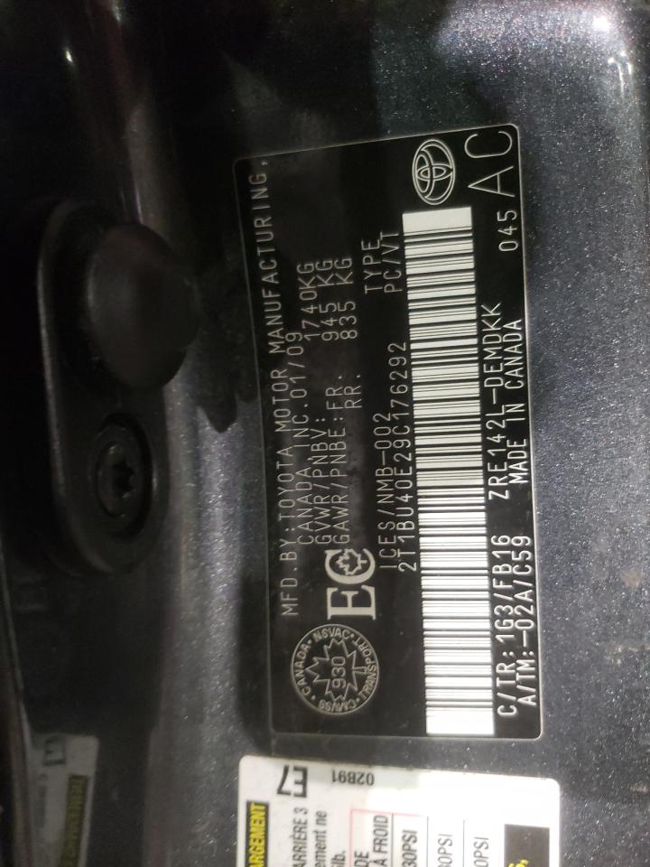 Photo 10 from auction – 2009 TOYOTA COROLLA BA with VIN 2T1BU40E29C176292