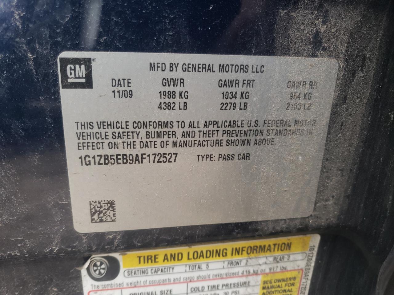 Photo 10 from auction – 2010 CHEVROLET MALIBU LS with VIN 1G1ZB5EB9AF172527