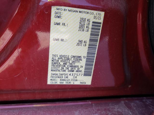 Photo 10 from auction – 2015 NISSAN ALTIMA 2.5 with VIN 1N4AL3AP5FC437577