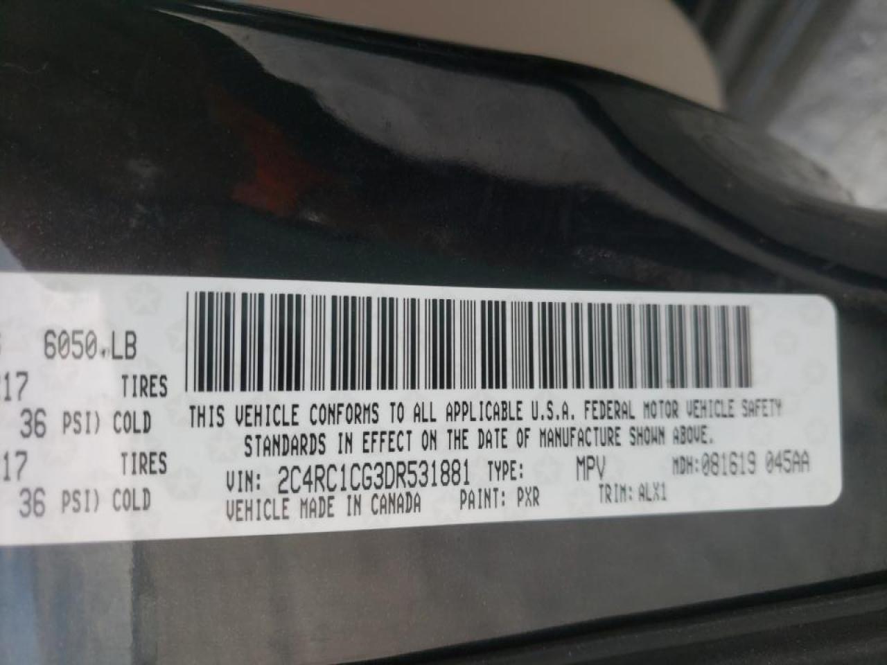 Photo 10 from auction – 2013 CHRYSLER TOWN & COU with VIN 2C4RC1CG3DR531881