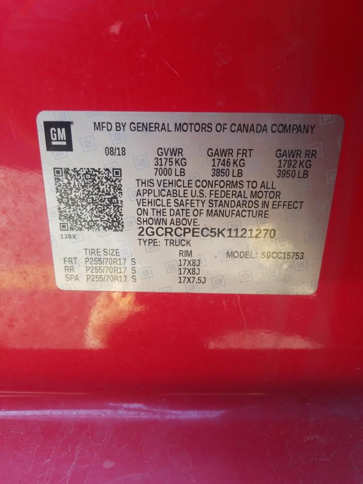 Photo 10 from auction – 2019 CHEVROLET SILVERADO with VIN 2GCRCPEC5K1121270