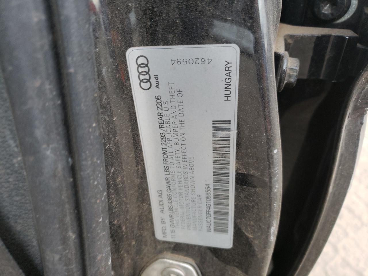 Photo 10 from auction – 2016 AUDI A3 PREMIUM with VIN WAUC7GFF4G1056554