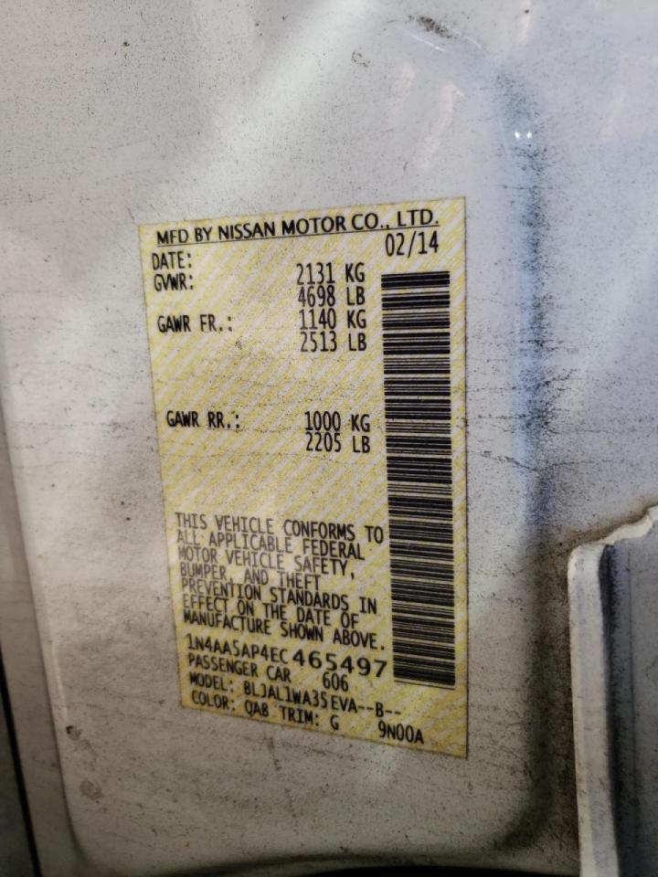 Zdjęcie 10 z aukcji – 2014 NISSAN MAXIMA S z VIN 1N4AA5AP4EC465497