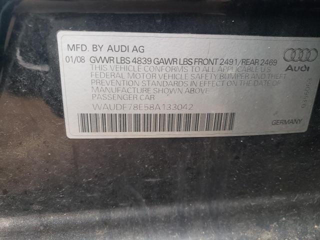 Photo 10 from auction – 2008 AUDI A4 2.0T QU with VIN WAUDF78E58A133042