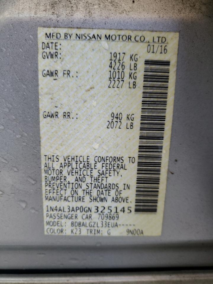 Photo 10 from auction – 2016 NISSAN ALTIMA 2.5 with VIN 1N4AL3AP0GN325145
