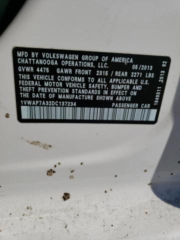 Photo 10 from auction – 2013 VOLKSWAGEN PASSAT S with VIN 1VWAP7A32DC137234