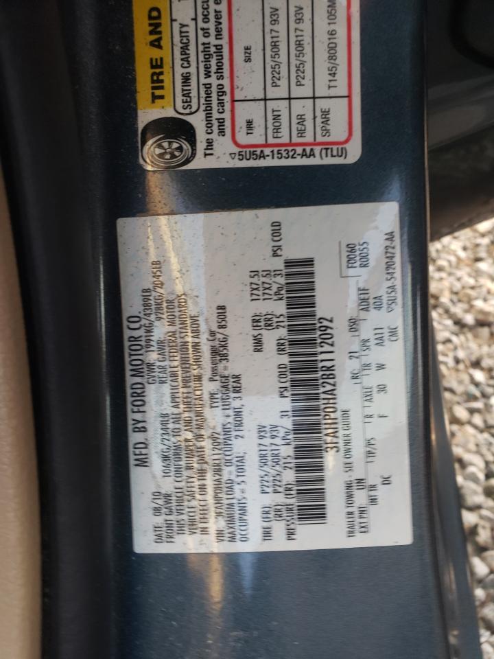 Photo 10 from auction – 2011 FORD FUSION SE with VIN 3FAHP0HA2BR112092