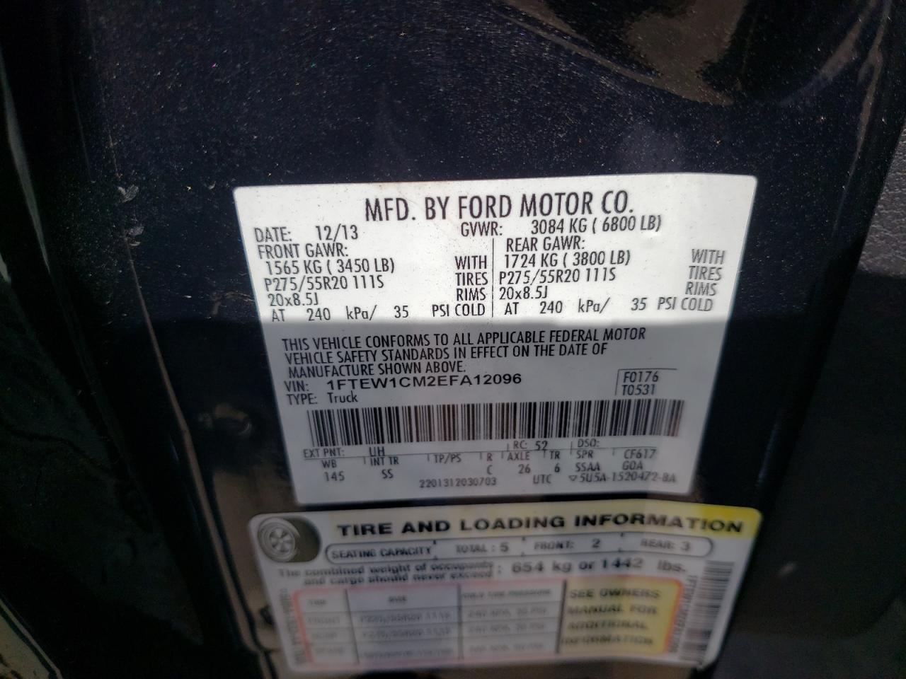 Photo 10 from auction – 2014 FORD F150 SUPER with VIN 1FTEW1CM2EFA12096