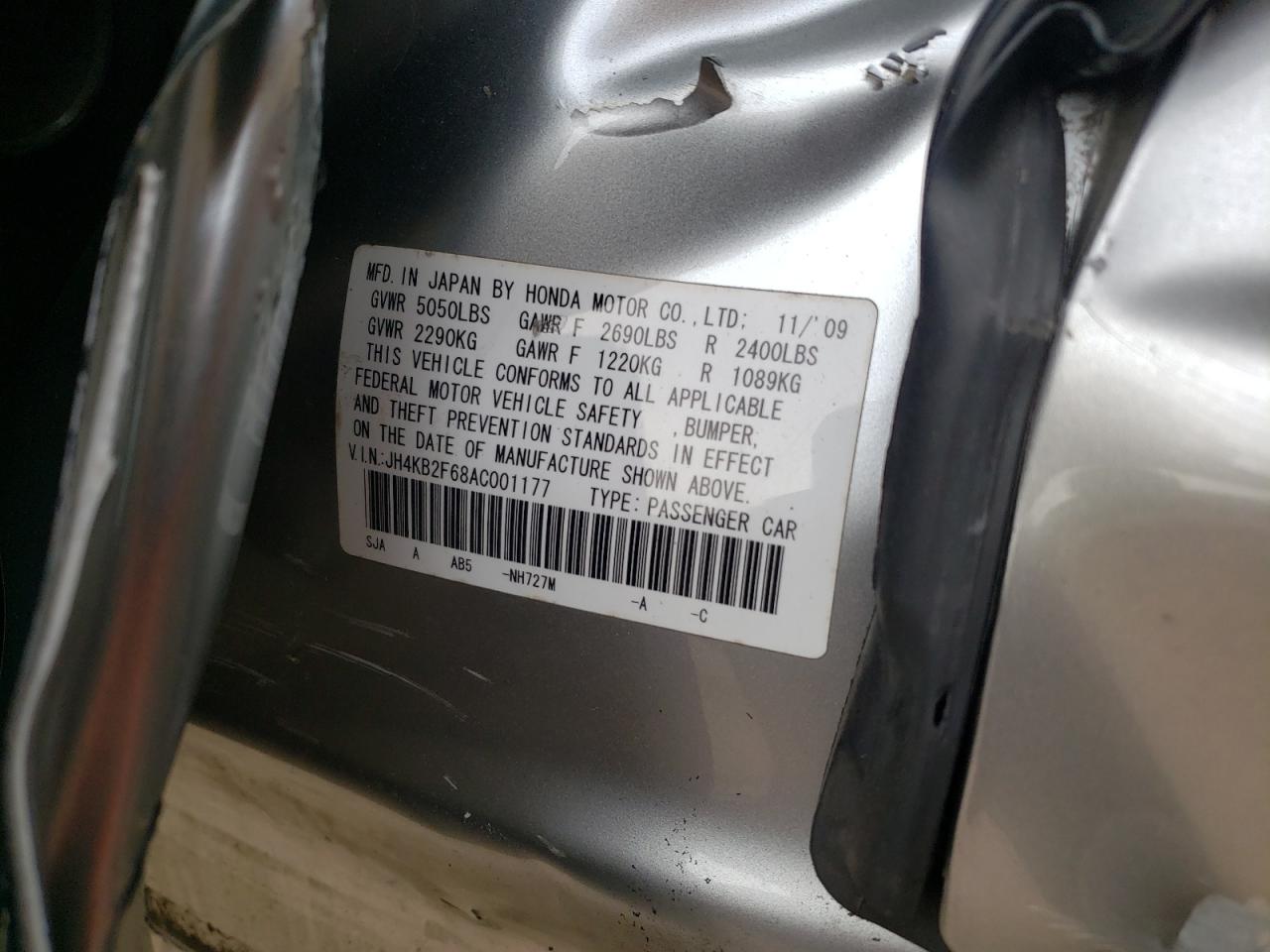Photo 10 from auction – 2010 ACURA RL with VIN JH4KB2F68AC001177