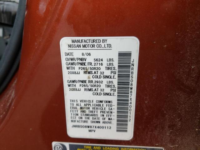 Photo 10 from auction – 2007 INFINITI FX45 with VIN JNRBS08W87X400112