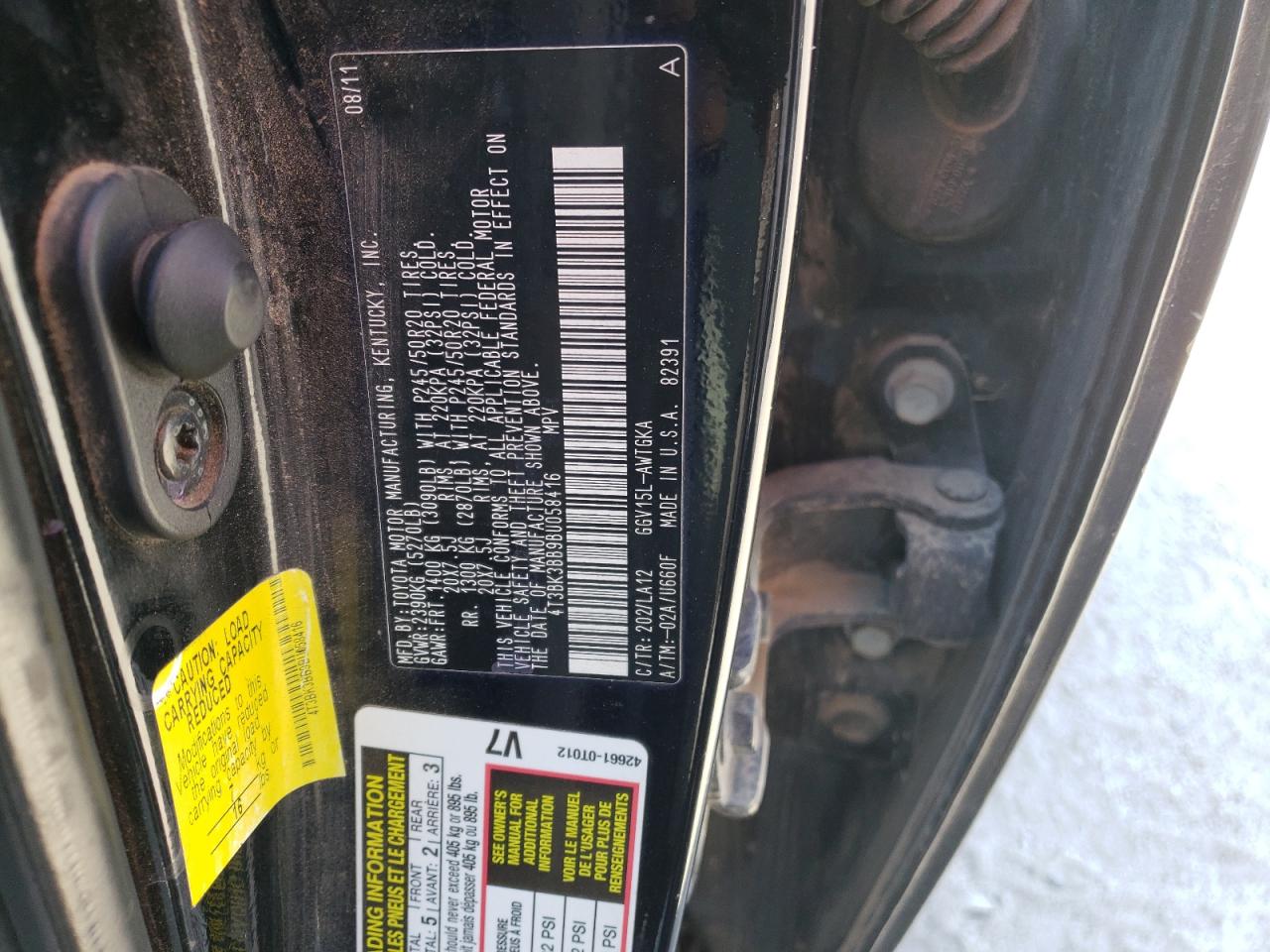 Photo 10 from auction – 2011 TOYOTA VENZA with VIN 4T3BK3BB9BU058416