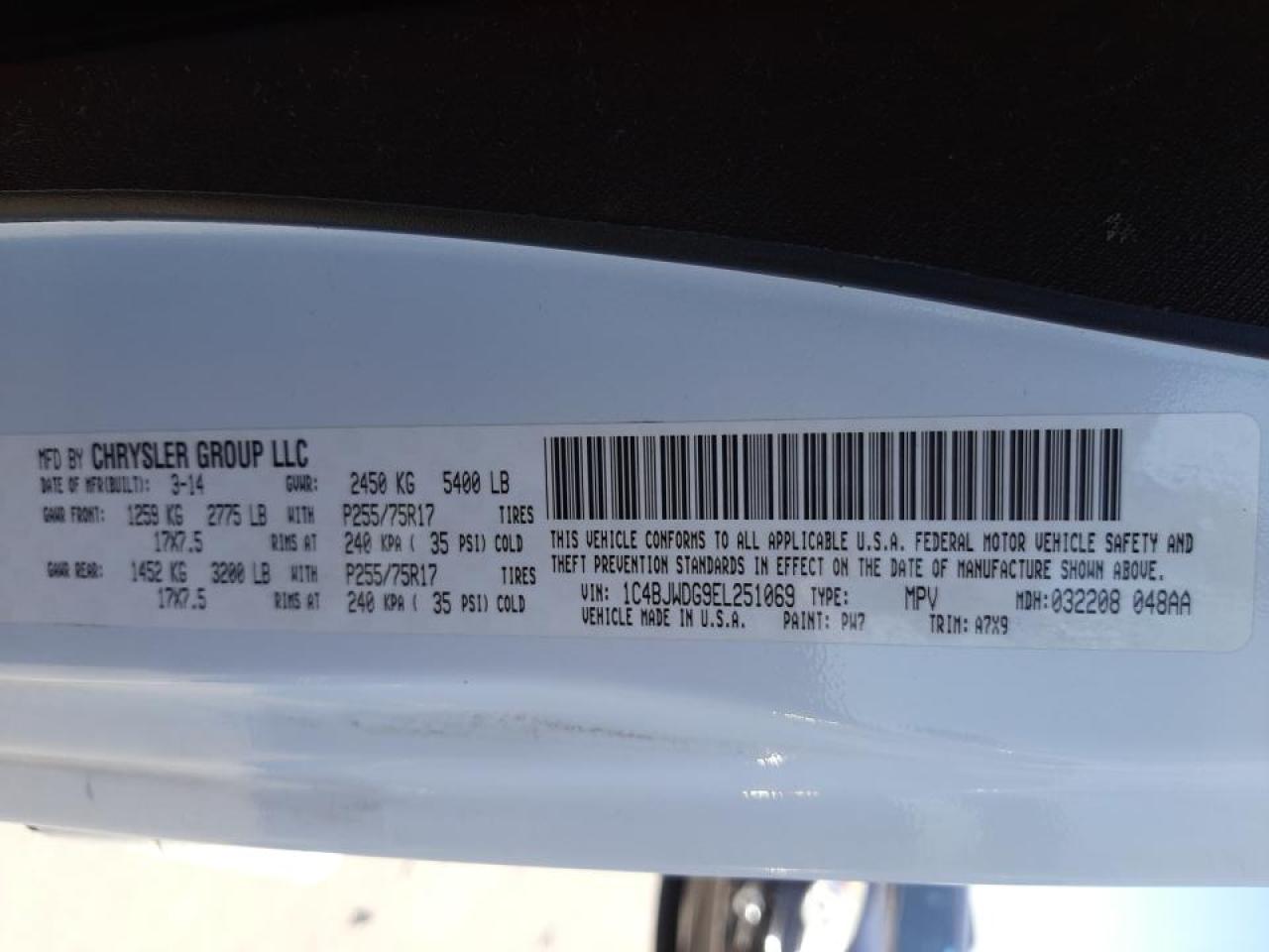 Foto 10 de la subasta – 2014 JEEP WRANGLER U con VIN 1C4BJWDG9EL251069