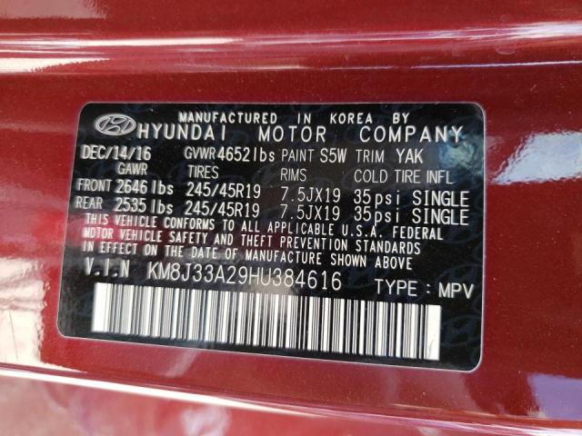 Photo 10 from auction – 2017 HYUNDAI TUCSON LIM with VIN KM8J33A29HU384616