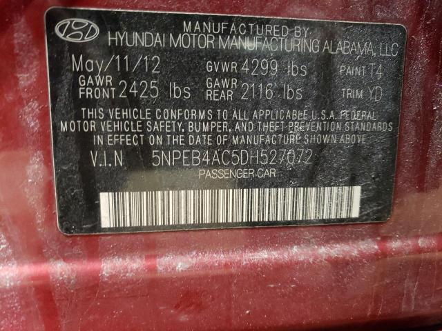 Photo 10 from auction – 2013 HYUNDAI SONATA GLS with VIN 5NPEB4AC5DH527072