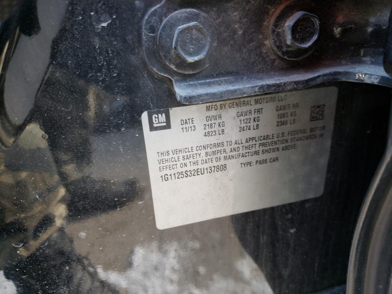 Photo 10 from auction – 2014 CHEVROLET IMPALA LT with VIN 1G1125S32EU137808