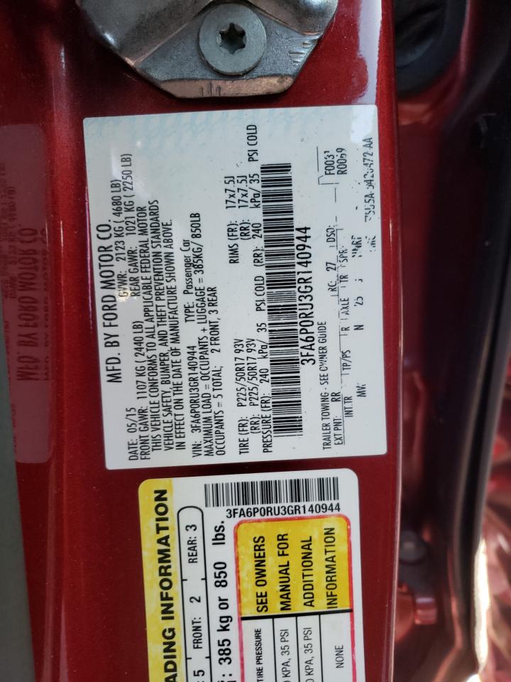 Photo 10 from auction – 2016 FORD FUSION TIT with VIN 3FA6P0RU3GR140944