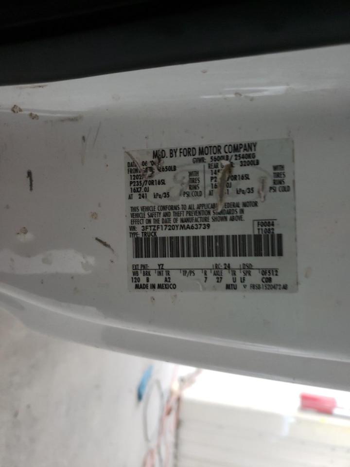 Photo 10 from auction – 2000 FORD F150 with VIN 3FTZF1720YMA63739
