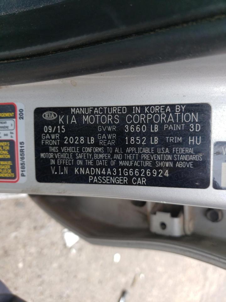 Photo 10 from auction – 2016 KIA RIO EX with VIN KNADN4A31G6626924