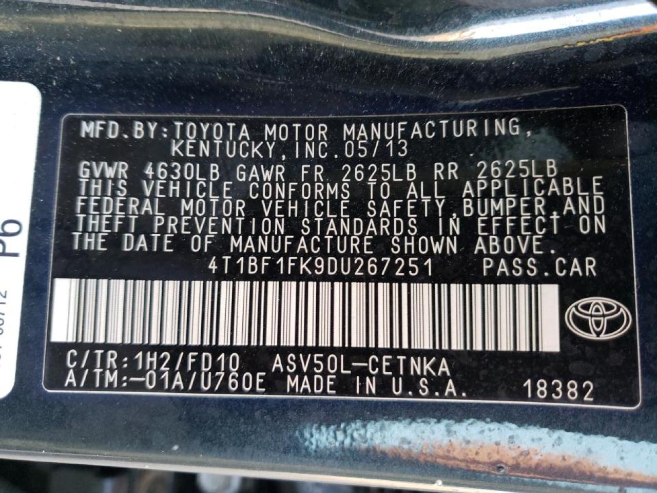 Photo 10 from auction – 2013 TOYOTA CAMRY L with VIN 4T1BF1FK9DU267251