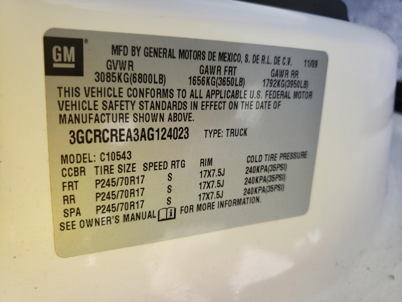 Photo 10 from auction – 2010 CHEVROLET SILVERADO with VIN 3GCRCREA3AG124023