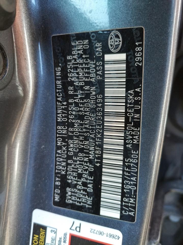 Photo 10 from auction – 2014 TOYOTA CAMRY L with VIN 4T1BF1FK2EU363496