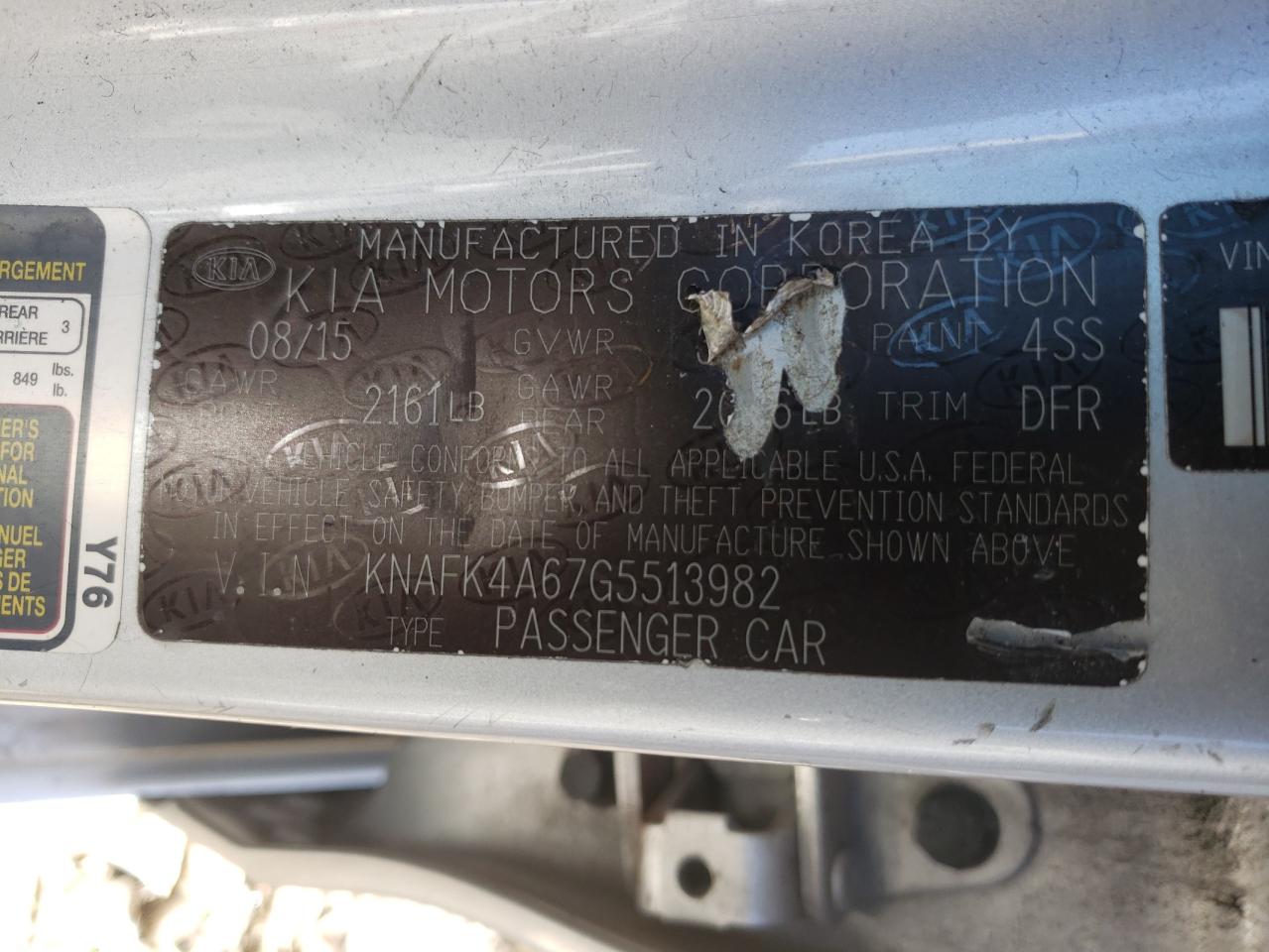 Photo 10 from auction – 2016 KIA FORTE LX with VIN KNAFK4A67G5513982