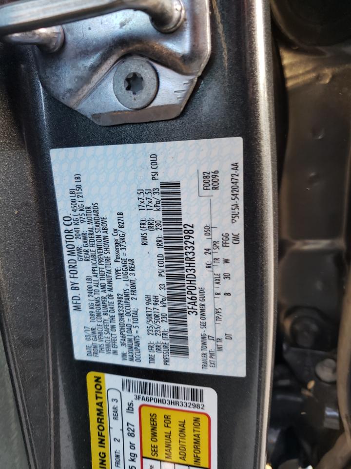 Photo 10 from auction – 2017 FORD FUSION SE with VIN 3FA6P0HD3HR332982