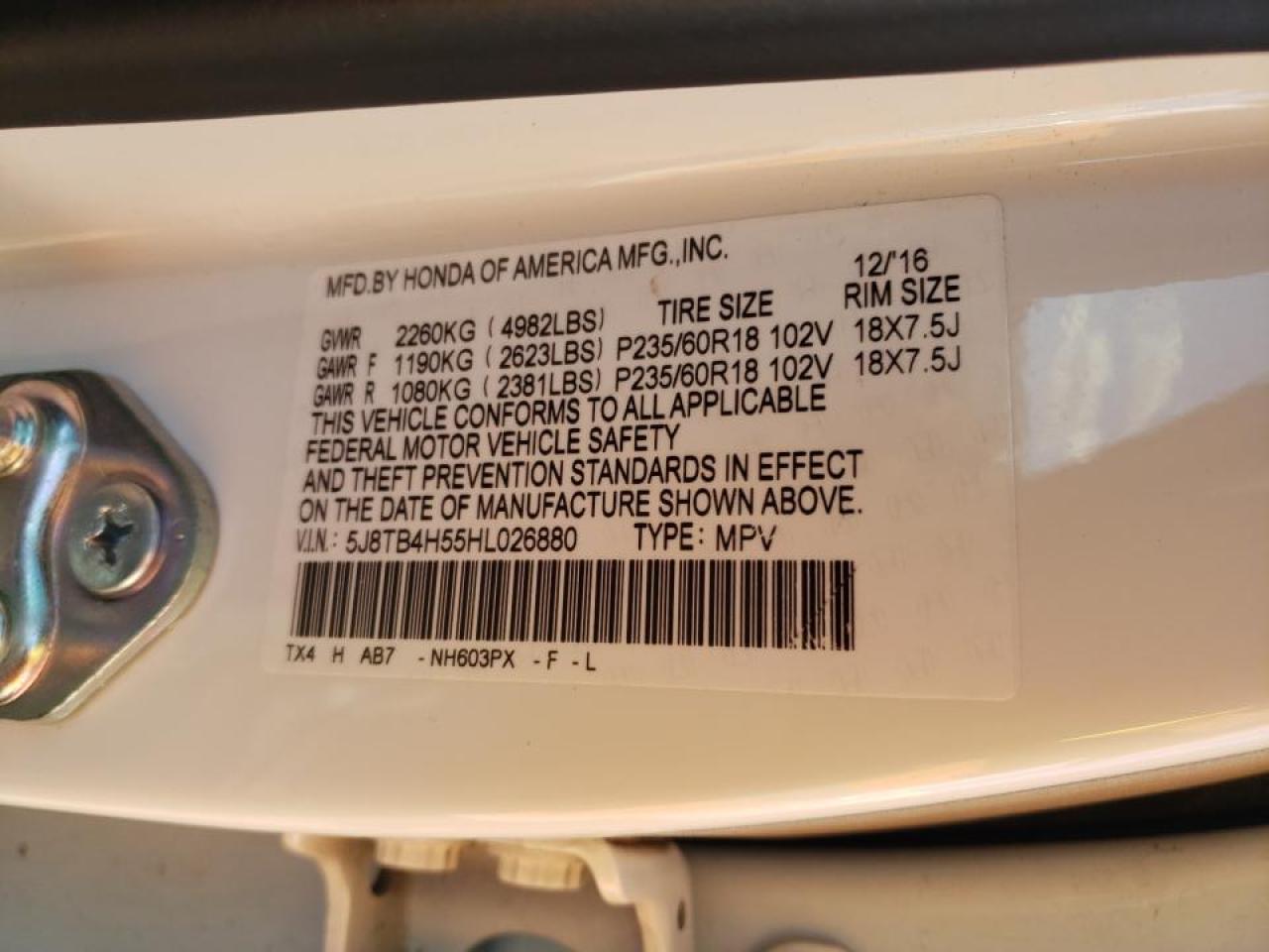 Photo 10 from auction – 2017 ACURA RDX TECHNO with VIN 5J8TB4H55HL026880